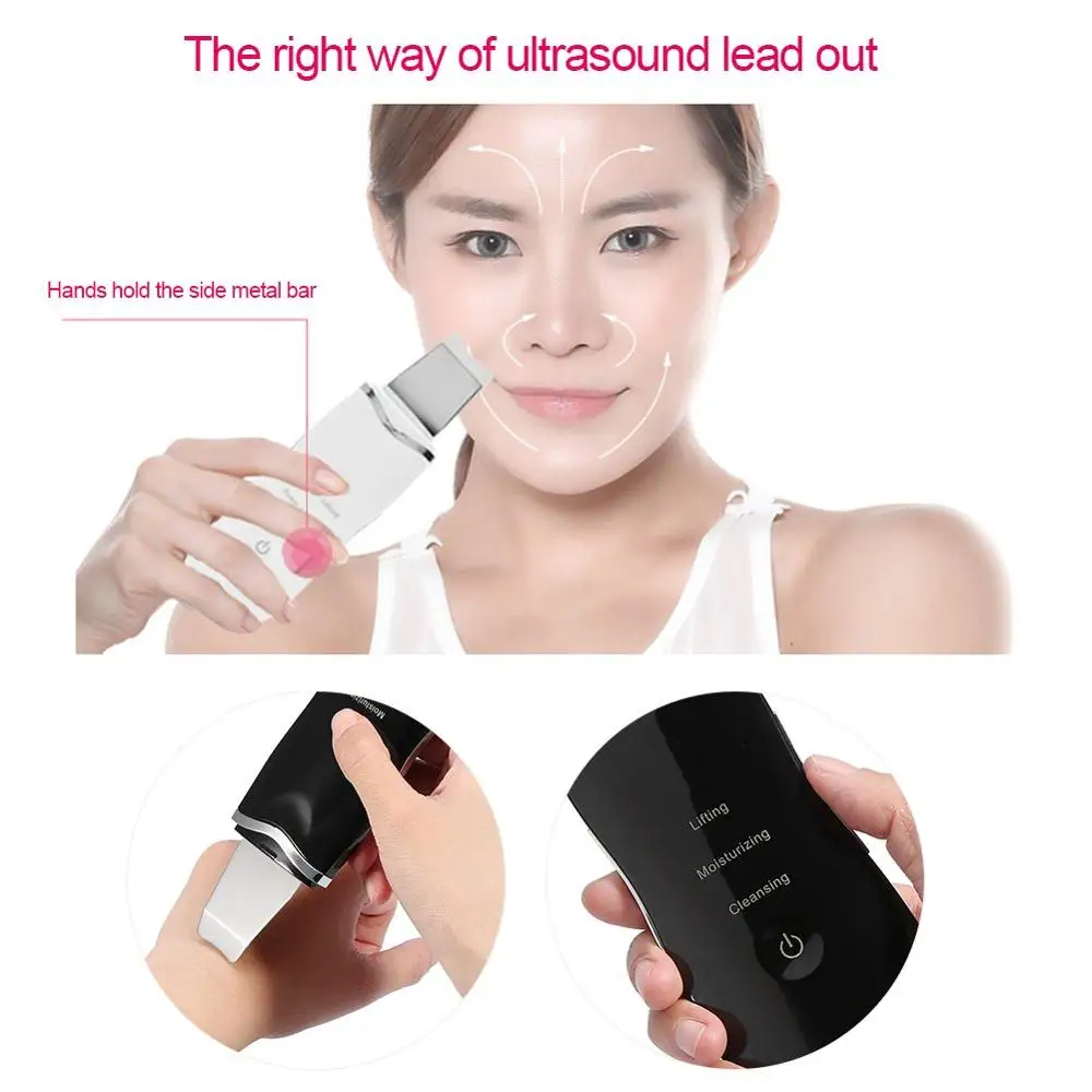 Ultrasonic Skin Scrubber Scrubber Deep Vibrate Facial Cleaner Shovel Face Scrubber Peeling Black Head Remover Facial Massager