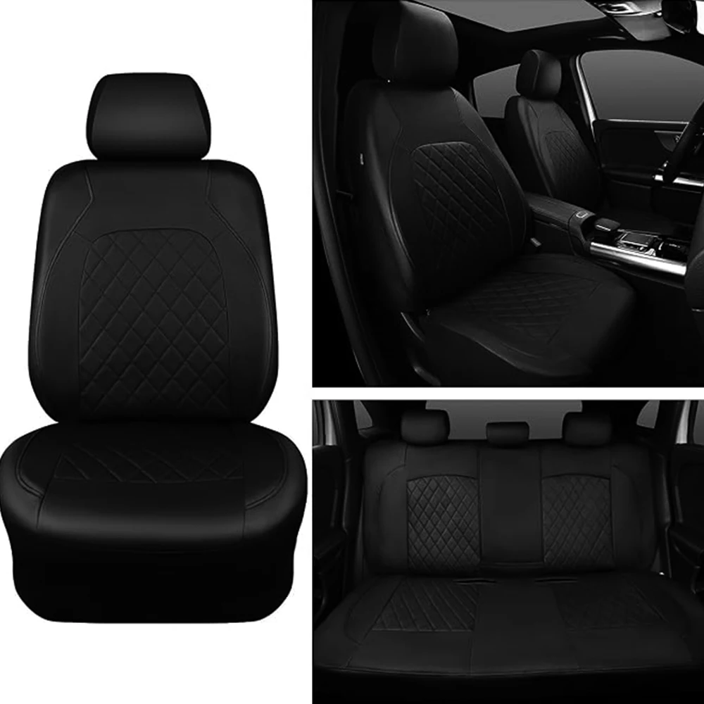 9-teiliges Autositzbezüge-Set, PU-Leder-Sitzschutzbezüge, Komplettset in Universalgröße für vorne und hinten, inklusive Kopfstützenbezügen für die meisten Autos, LKWs, Vans und SUVs. – Detail 4