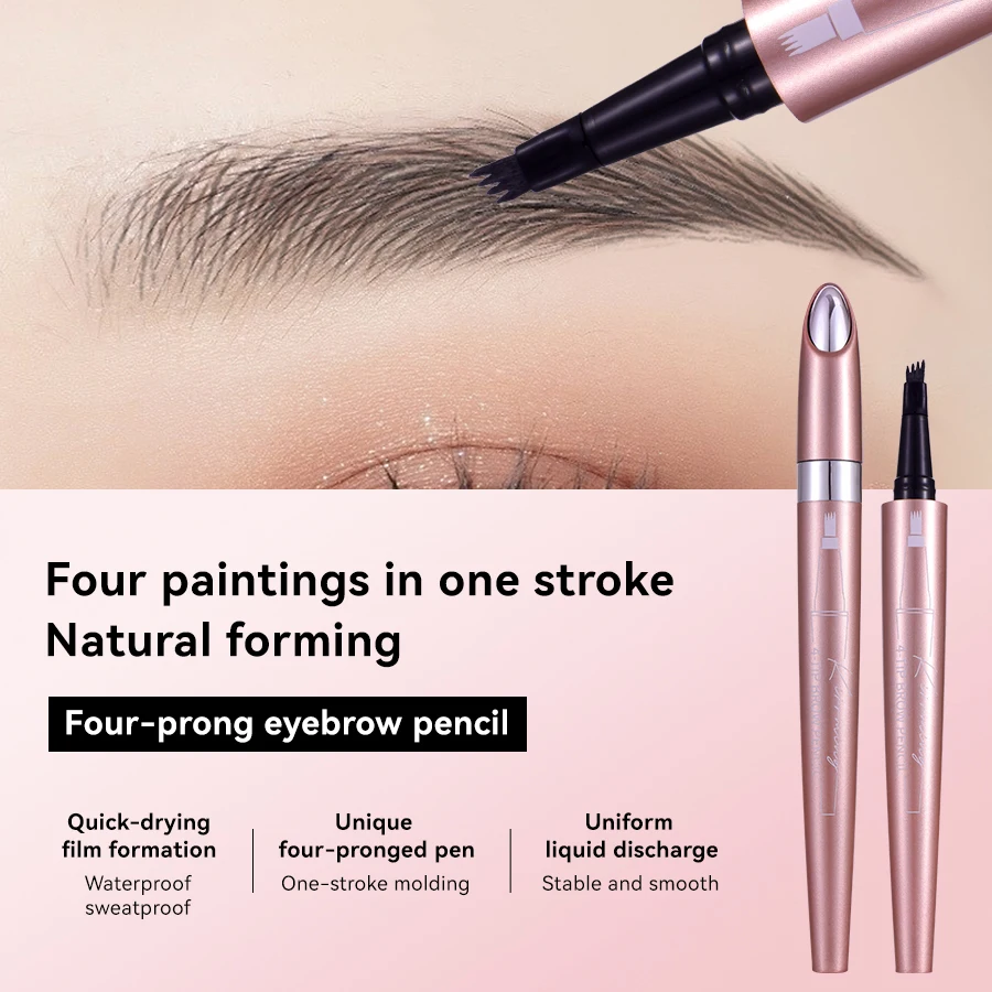 4 Fork Tip Eyebrow Pencil 3D Microblading Waterproof Dark Brown Natural Colour Fine Stroke Magic Eyebrow Pencil 2024 New Ladies