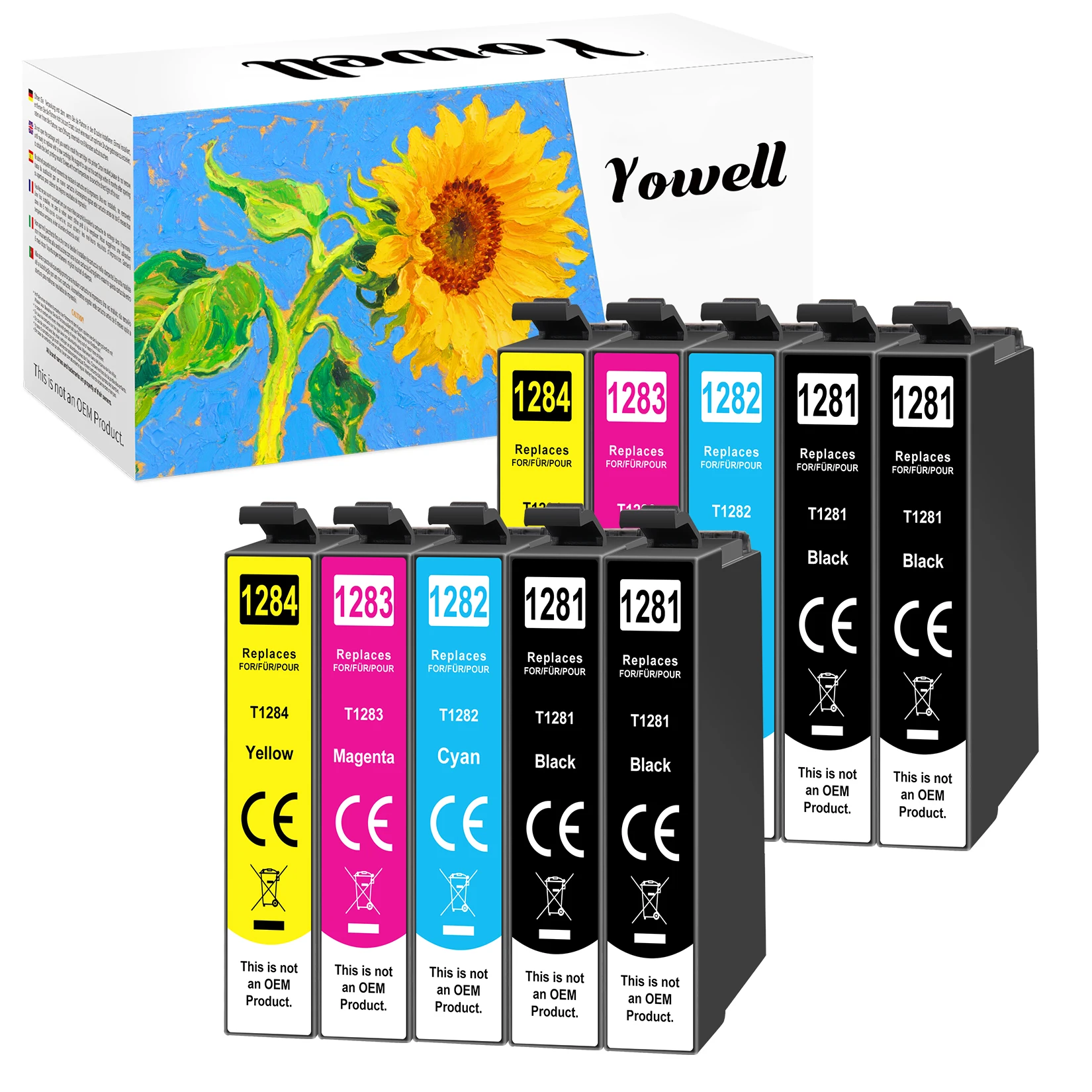 Cartouches d'encre compatibles Yowell Epson T128X T1281 T1282 T1283 T1284 compatibles avec Epson SX125, SX130, SX235W, SX230, SX420W