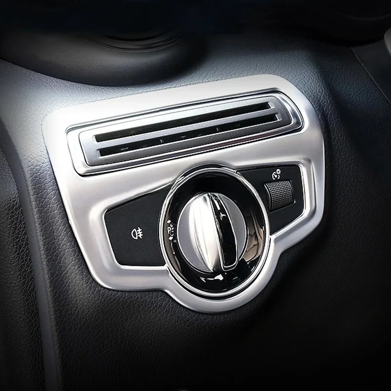 Interior Car Dashboard Headlight Switch Cover Panel Trim For Mercedes GLC C Class X253 C253 W205 S205 C205 A205 Matte Chrome