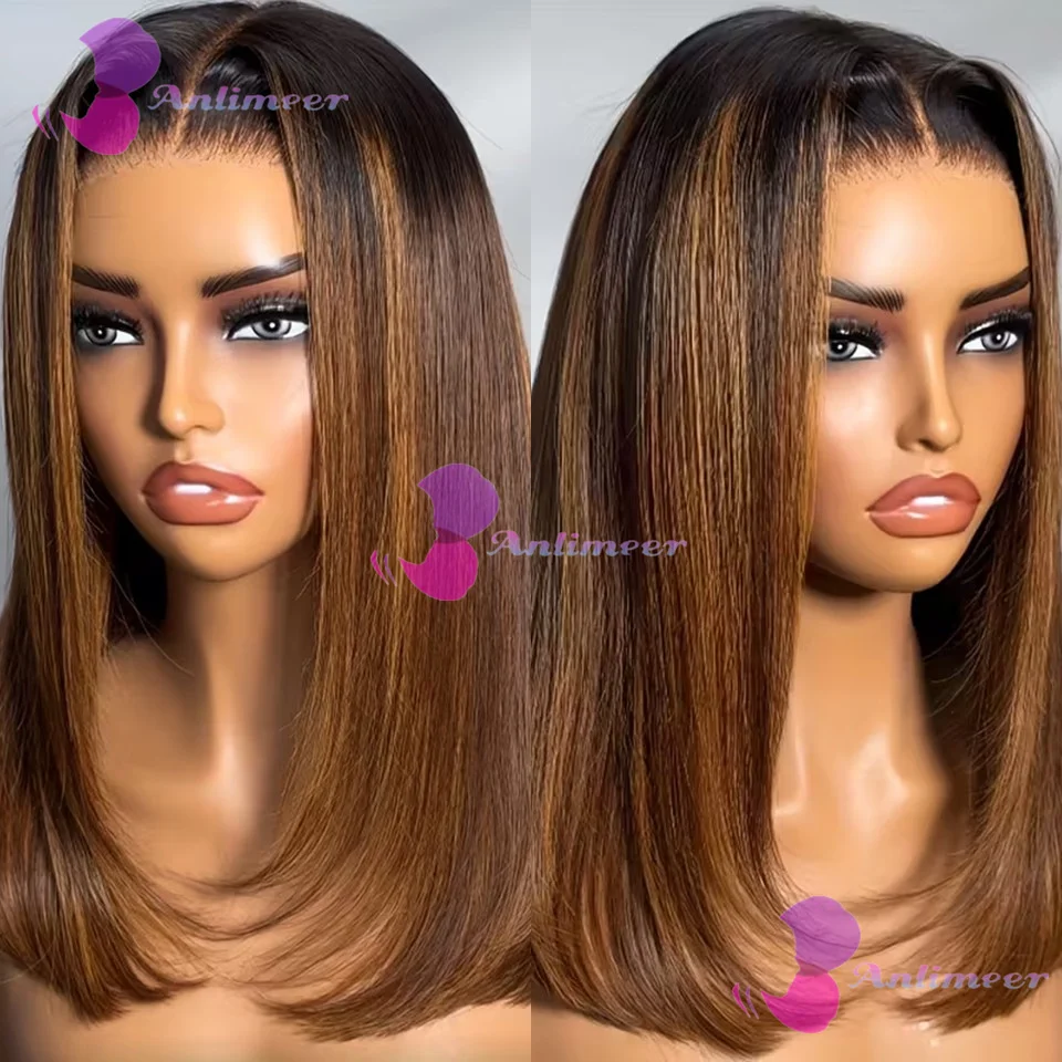 

Короткие прямые парики боб с мелированием человеческих волос # 4/30 Предварительно выщипанные бесклеевые парики 5x5 с шелковым верхом и застежкой сверху 13x6/360 Полные кружевные парики Боб