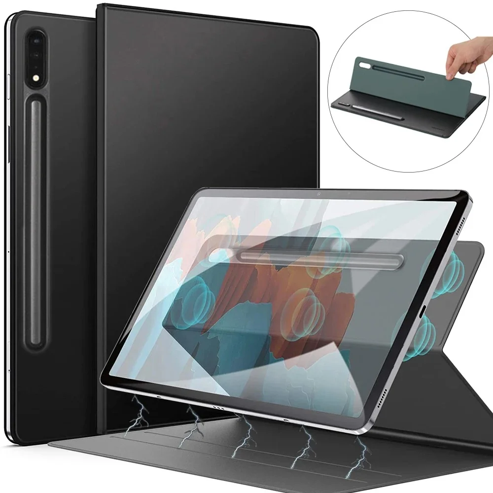 Inteligentne magnetyczne etui z podstawką i uchwytem na rysik do Samsung Galaxy Tab S9 S10 FE, S7 FE, S8 Ultra, S9 FE+ z funkcją automatycznego usypiania i budzenia. — 2
