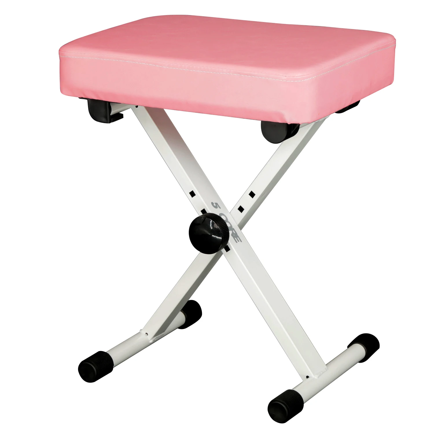 

5 Core Keyboard Bench 3" Padded Cushioned Piano Stool Height Adjustable Guitar Seat Folding Portable - KBB BPNK HD