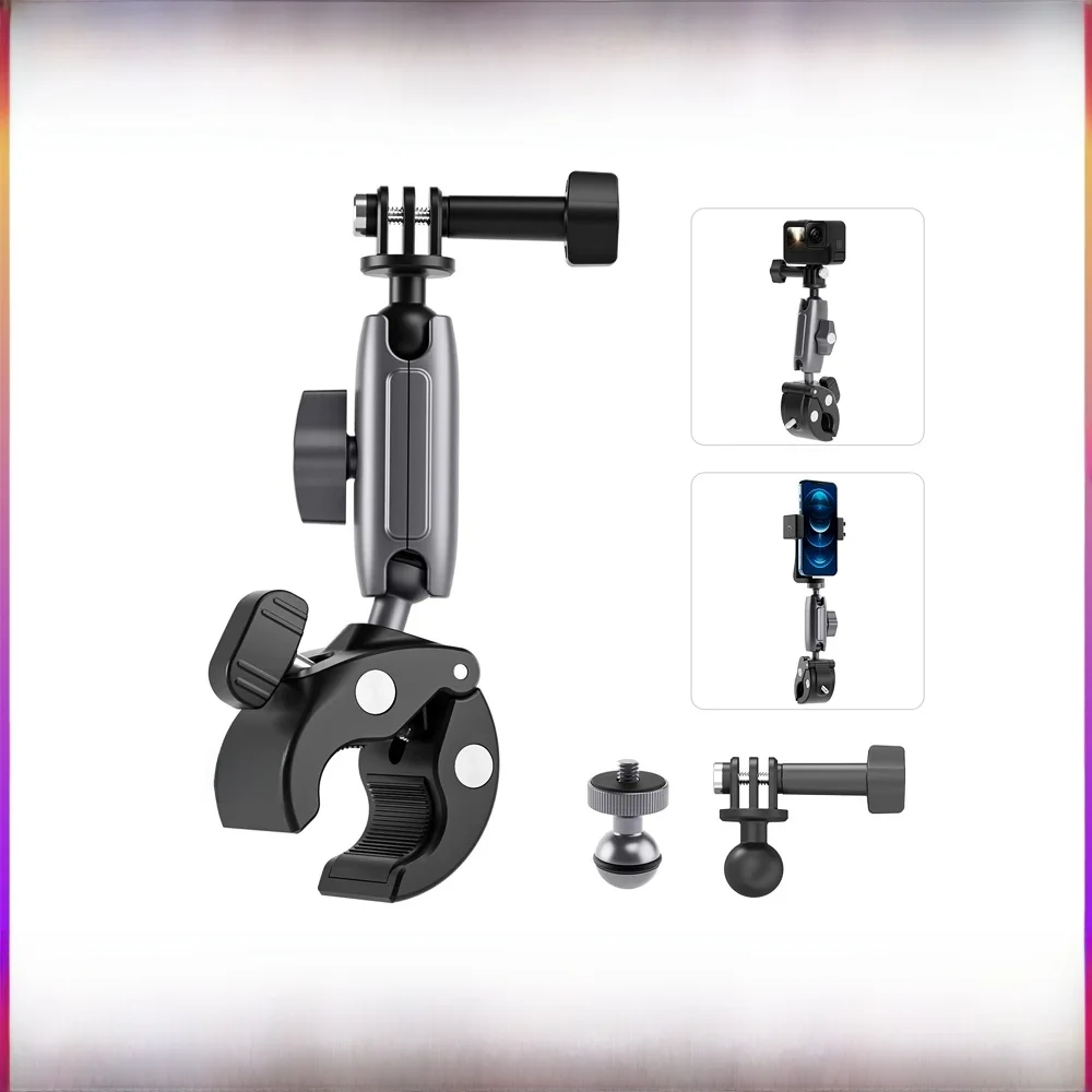 AliExpress Timethinker TELESIN Motorcycle Bicycle Rail Mount Clamp with 360 degree Ball Mount Clip For Gopro Hero 11 10 9 8 7 6 For Phone Action Camera