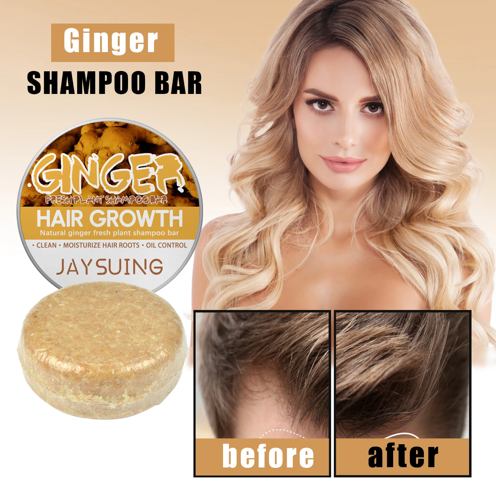 Oil-control Organic Handmade Cold Processed Ginger  Hair Growth Shampoo Bar For Anti Hair Loss Dry Natural Hair Shampoo Soap