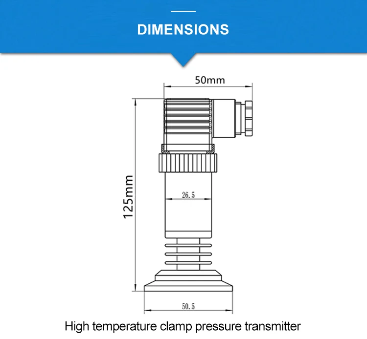 High Temperature Sanitary Pressure Sensors 200℃ Clamp Type 50.5 Quick Install Flat Film Liquid Hygienic Pressure Transducer