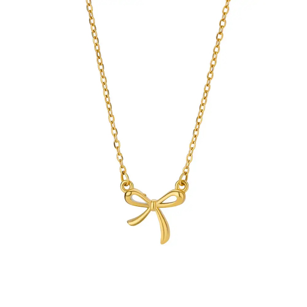 Naszyjnik ze stali nierdzewnej Bowknot Lucky dla kobiet Koreańskie naszyjniki w kolorze złotym Kobieca estetyczna biżuteria Choker Codzienne akcesoria — zdjęcie 2