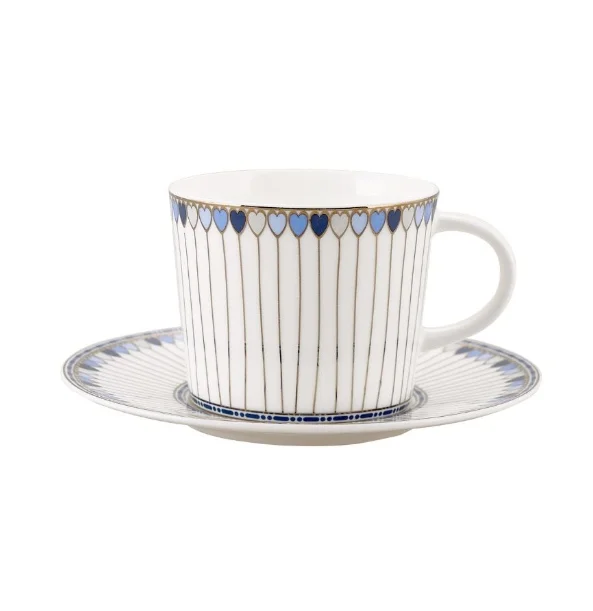 

Teacup, Decorative Porcelain Coffee Cup, Handmade Modern Heart Pattern Mug, Design Tea Cup Blue