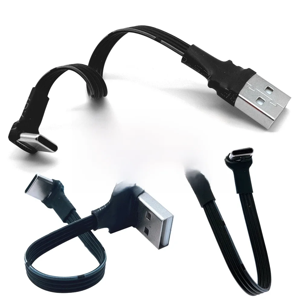 Kabel USB-C typu C męski w górę w dół pod kątem 90 stopni do USB 2.0 męski kabel do transmisji danych USB typu c płaski kabel 0,1 m/0,2 m/0,5 m/1 m — zdjęcie produktu 7