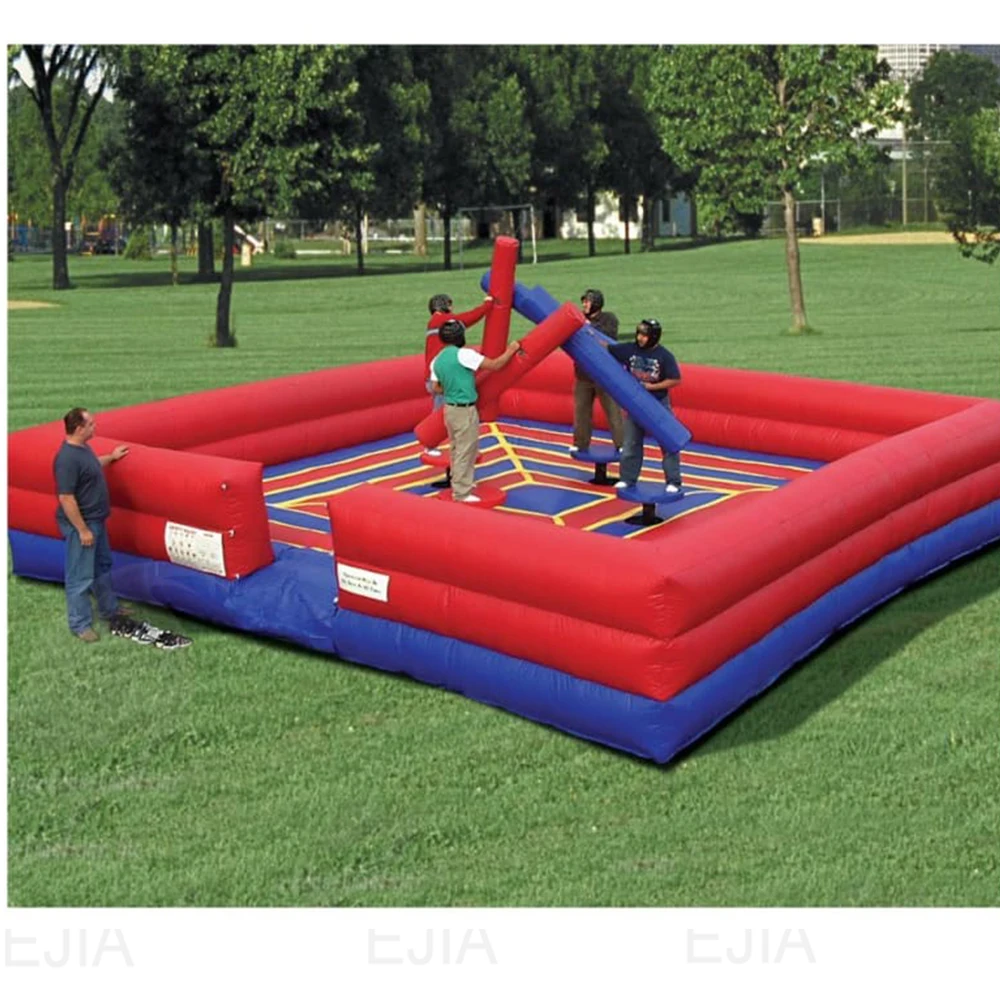 شخصين 13 * 13 قدم - لعبة القتال المصارع القابلة للنفخ، ساحة القتال القابلة للنفخ مع عصي Joust PVC للخارجية