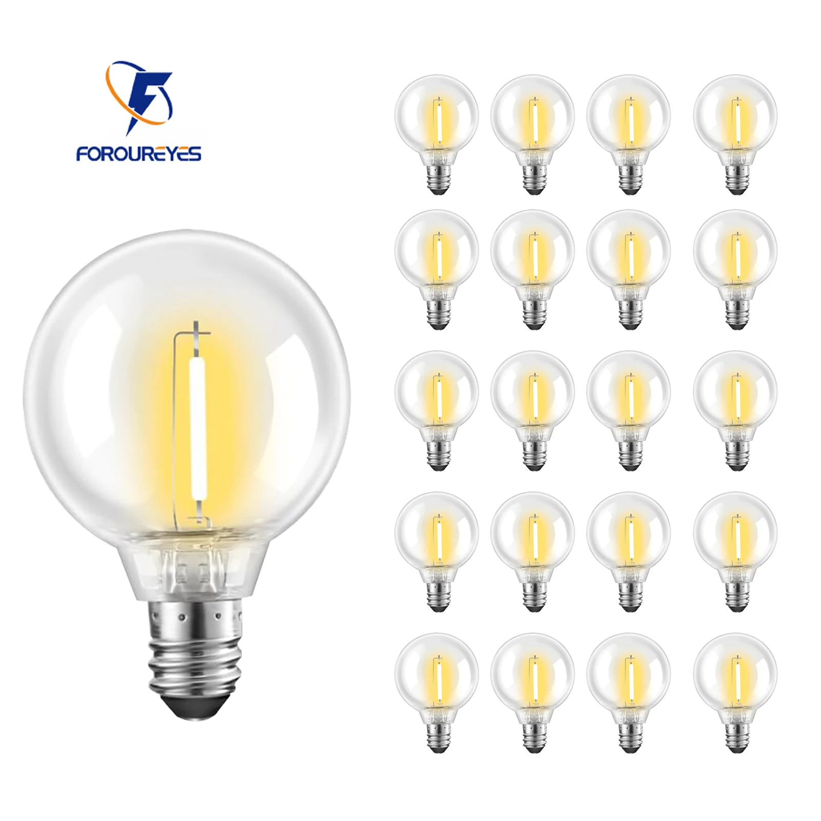 5V 24V 110V 220V Led Bulb 20 Pack E12 G40 Waterproof Light Bulbs Warm White Filament Lamp for String Lights Outdoor Decoration