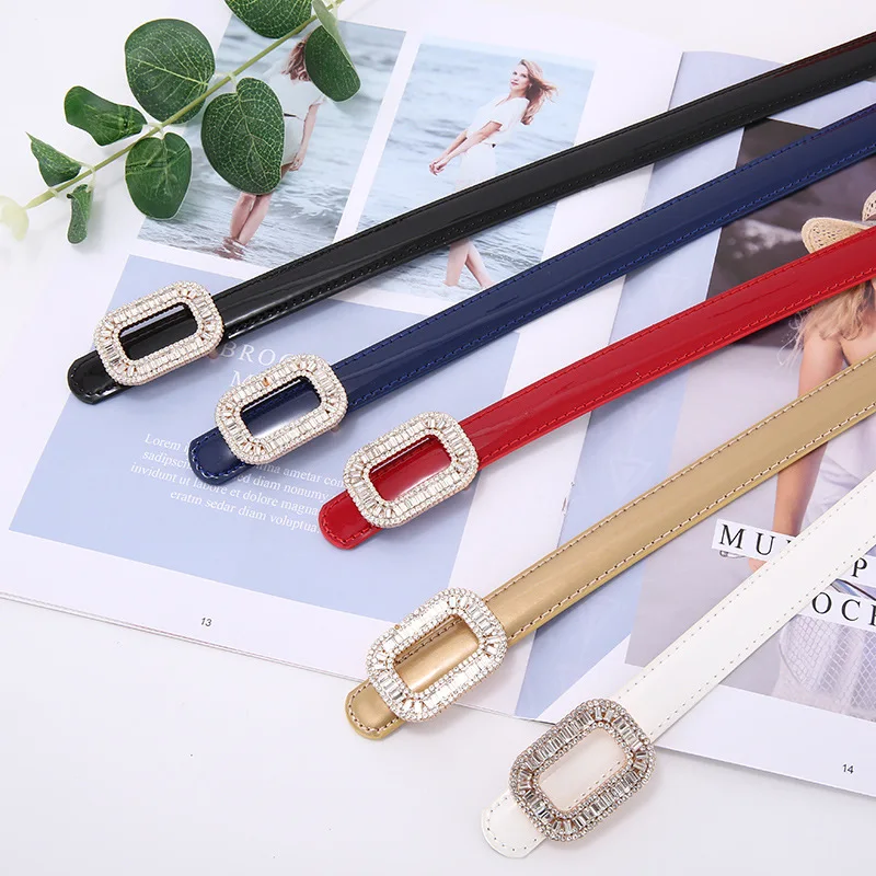 Fashion Elegant Pearl Decorative Belt PU Leather Belt with Metal Buckle Women's Perforated Belt for Dress Trousers