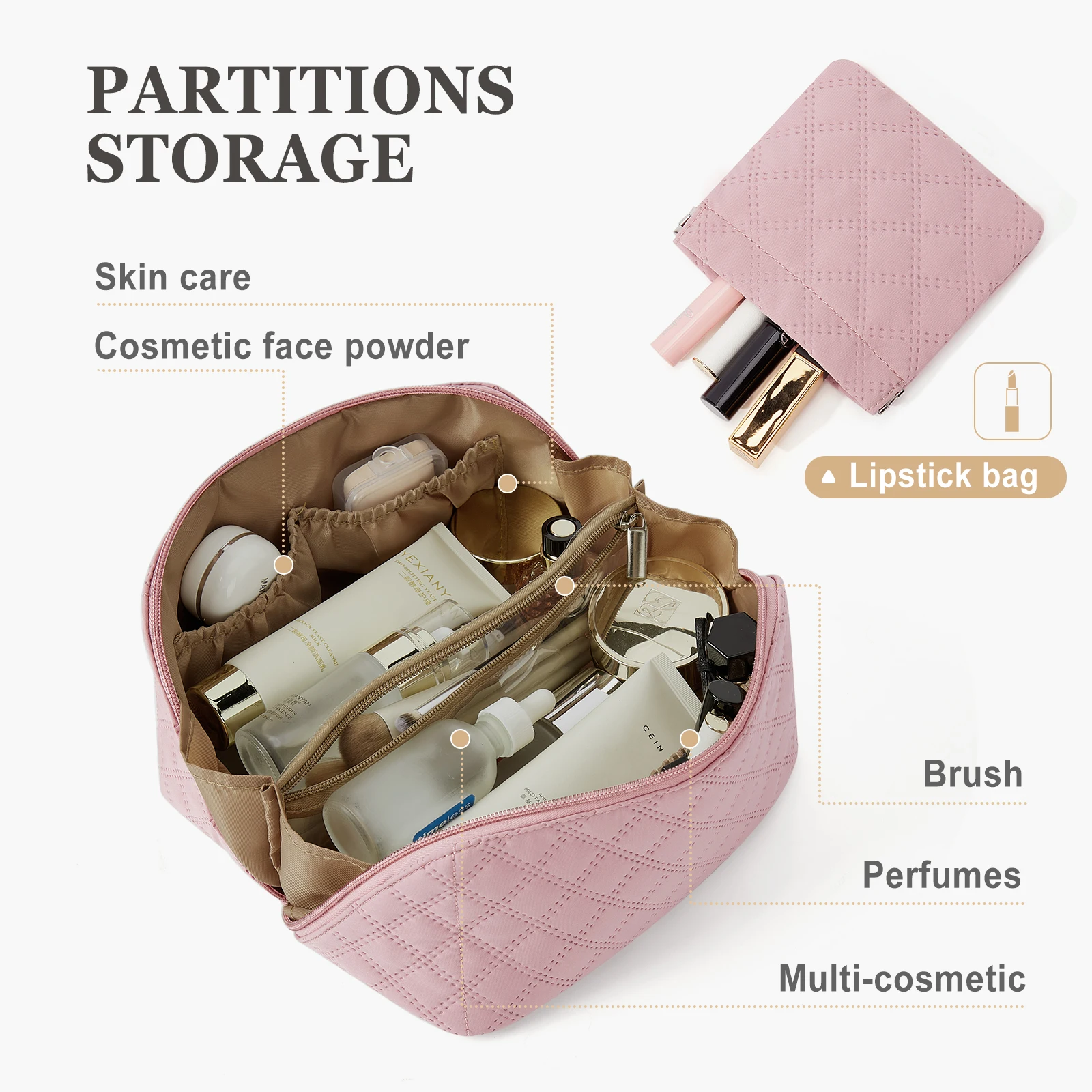Women's Portable Toiletry Bag，Cloud Makeup Bag Pillow Storage Bag, Large Capacity Travel Cosmetics Storage Bag Send Card Pack