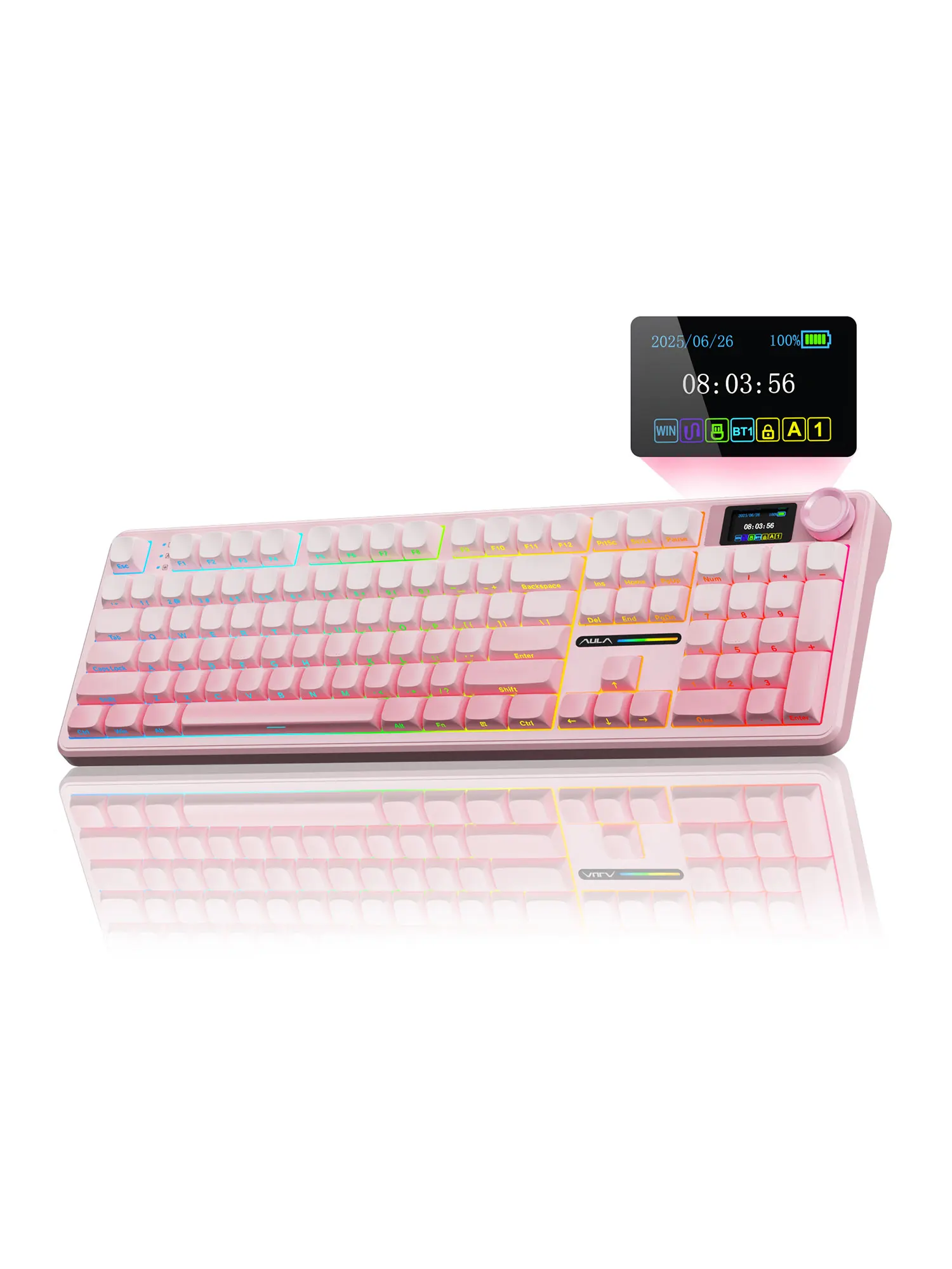 AULA F108 pro Draadloos Bluetooth-toetsenbord Macro Gaming-toetsenbord Pakking Hot-swap toetsenbord van volledige grootte met TFT Smart Display - afbeelding 2