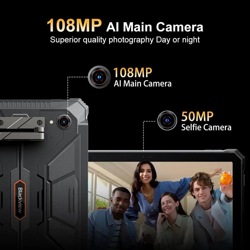 Tablet Proyector Blackview Active 12 PRO 5G, Tablet Resistente con Android 15, Batería de 30000 mAh, Pantalla de 11'', 36 GB 256 GB, Tablets para Exteriores