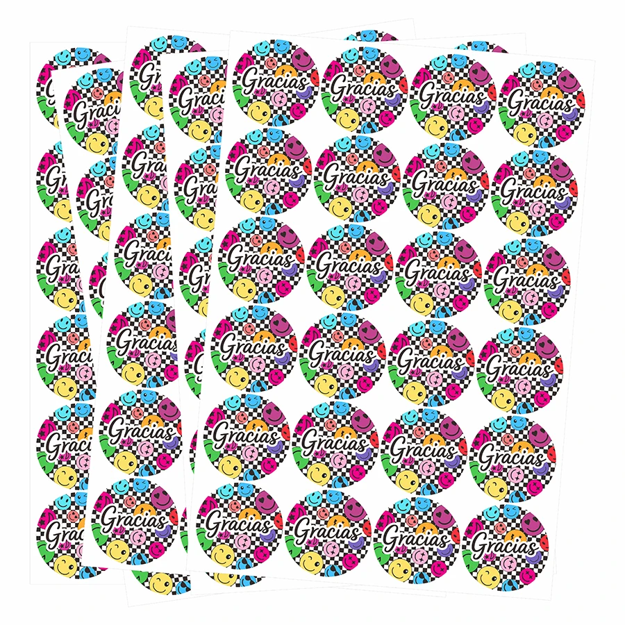 

120 шт. наклейки Gracias для подарочной упаковки и скрапбукинга, красочные круглые этикетки с надписью «Смайлик»