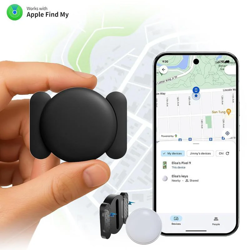 2-Pack Mini Smart Tags Suitable for Apple, With Strong Magnetic Suction Silicone Shell, Vehicle Positioning Device, Suitable for