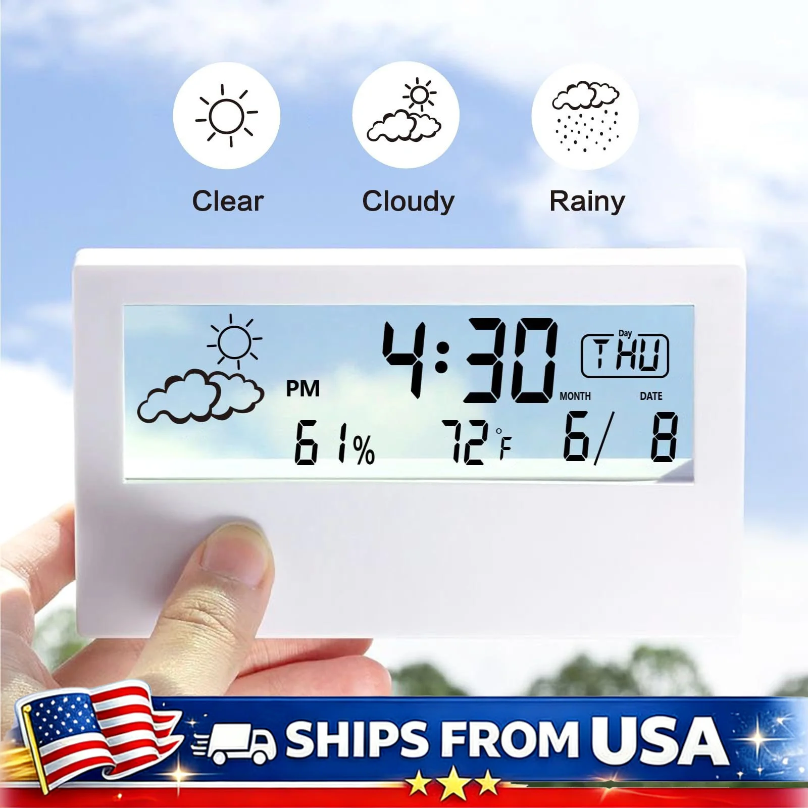 

LED Thermometer Hygrometer Temperature Humidity Meter With Large LCD Display Indoor Outdoor Monitor Tool For Home Office