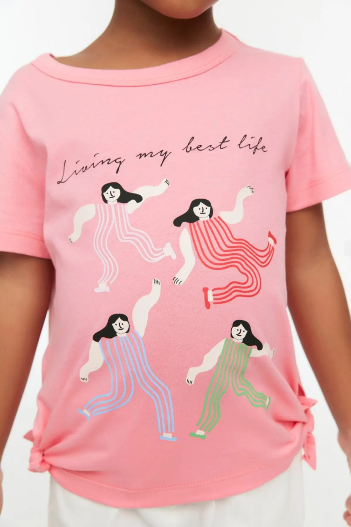 Kaus Rajutan Anak Perempuan Gusset Sisi Merah Muda