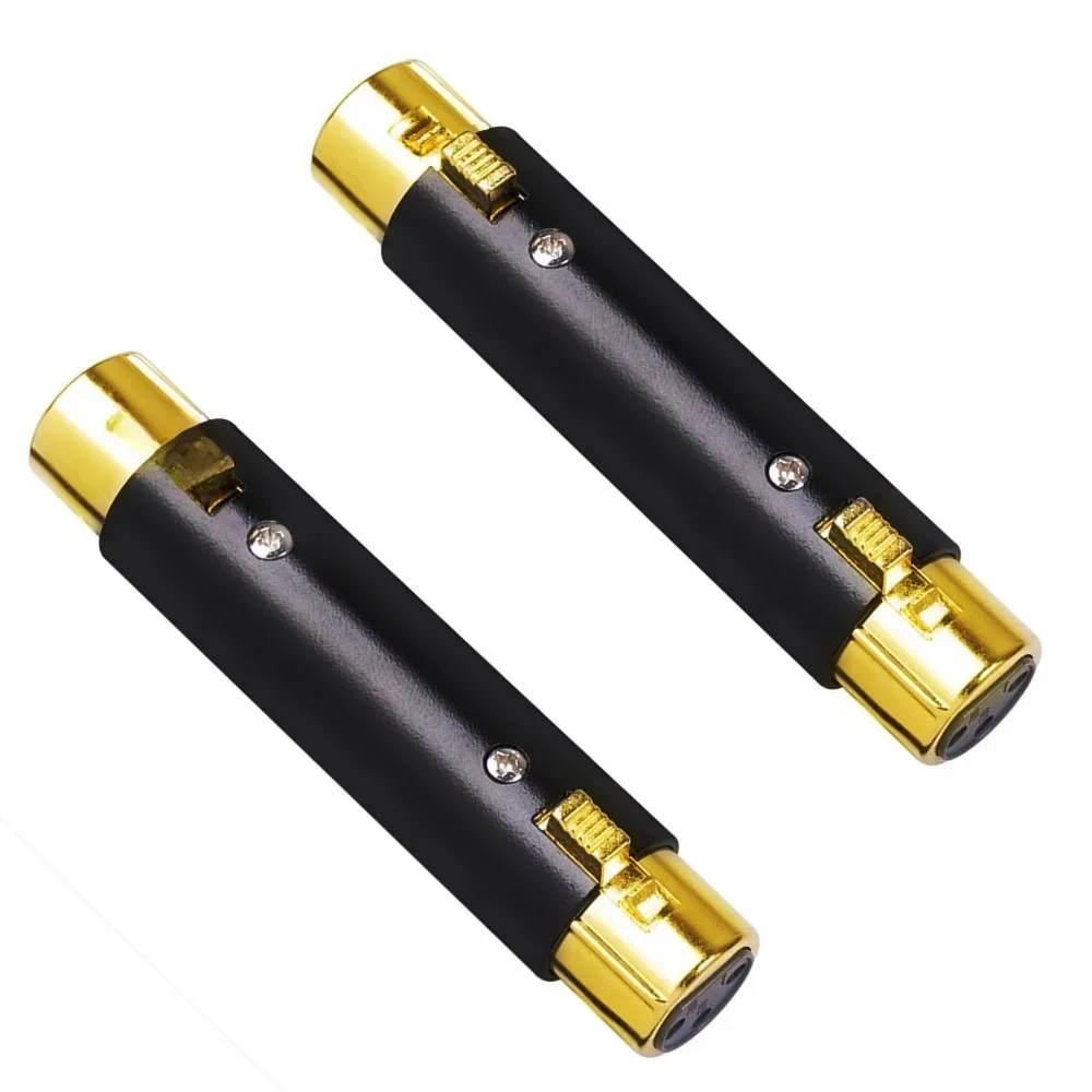 Złocony adapter XLR 3-pinowy żeński-żeński, 3-żyłowy, kompatybilny z mikrofonami, konsolem miksującym, kablami audio do mikrofonów Canon. — zdjęcie produktu 7