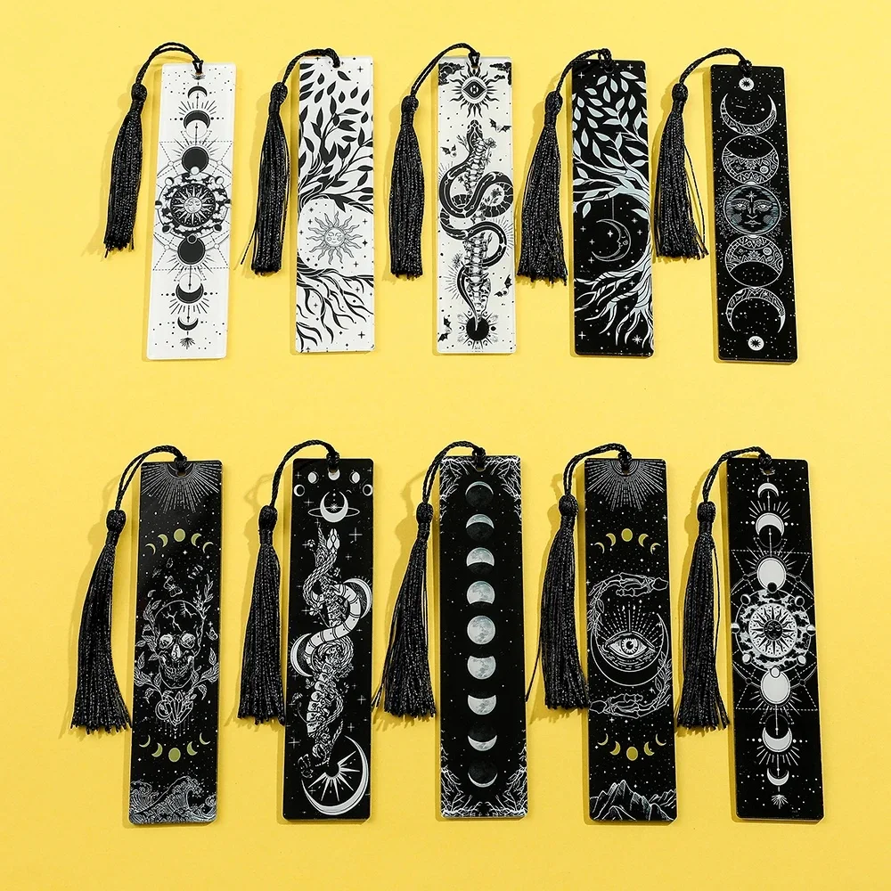 Marque-pages en acrylique, arbre de vie, lune, Tarot, élément Patter, fournitures d'apprentissage pour étudiants, papeterie cadeaux de décoration, 1 pièce/2 pièces