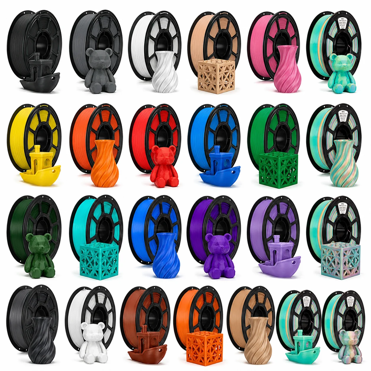 

25 Colors 3D Printer Filament PLA/PETG Dimensional Accuracy 1.75mm±0.02mm Low Warping & No Clogging Fit for Most FDM 3D Printers