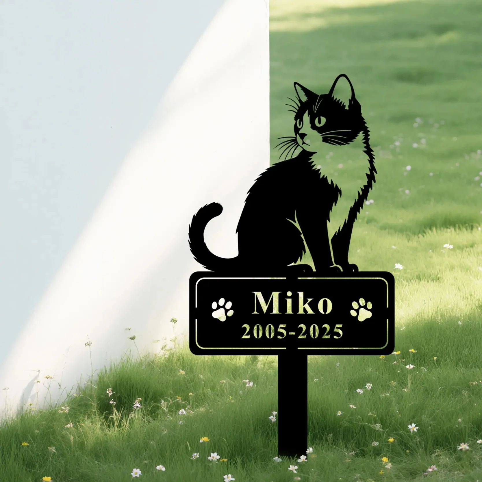 Personalized Metal Pet Memorial Garden Stake for Cat, Custom Pet Cat Grave Marker, Cat Memorial Plaque Gift, Cat Loss Gift