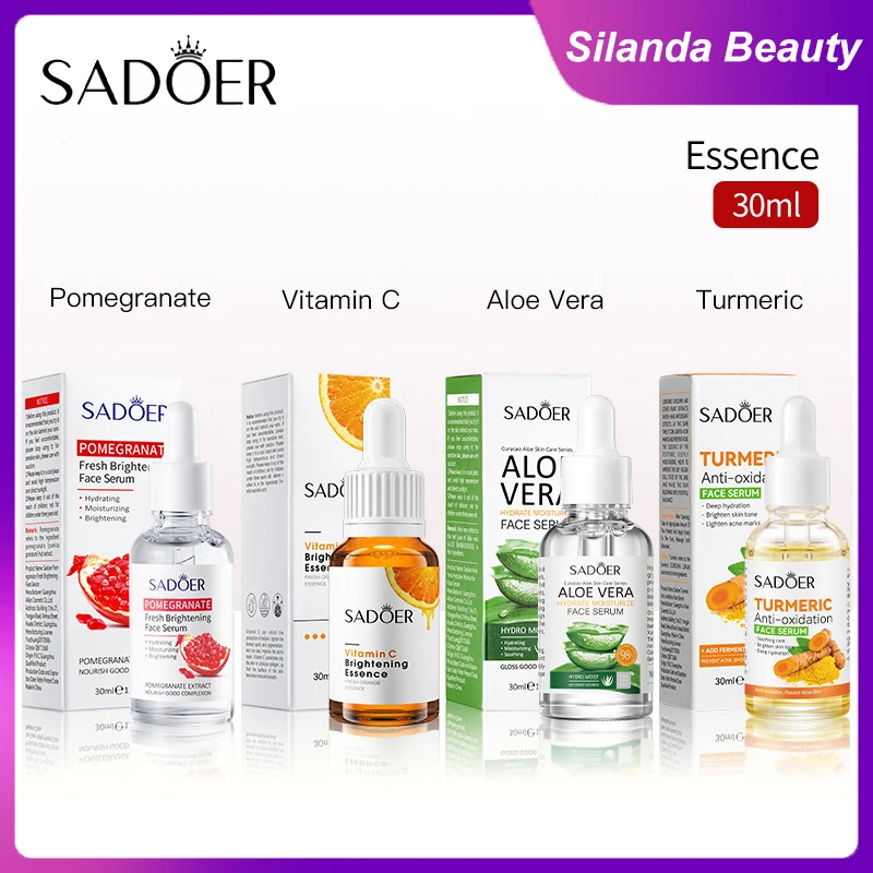 

Silanda Beauty Pomegranate VC Aloe Vera Turmeric Face Essence Moisturizing Nourishing Brightening Skin Facial Serum 30ml/Bottle