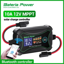 10A MPPT Wireless Solar Charge Controller with BT, Bateria Power 12 Volt Phone APP Intelligent Control Solar Regulator with LCD