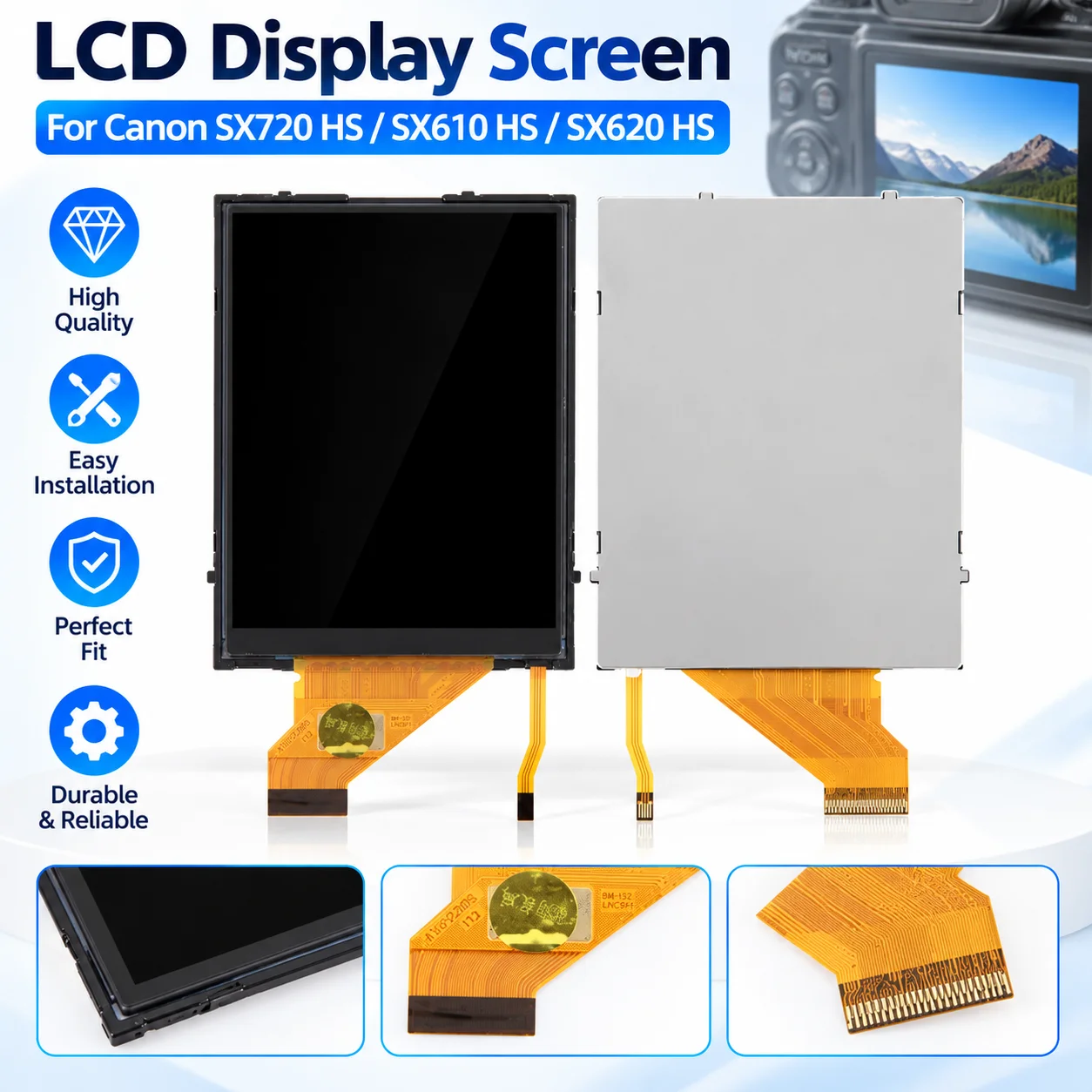 Oryginalny ekran LCD do aparatu Canon SX720 HS / SX610 HS / SX620 HS Naprawa części zamiennej — zdjęcie produktu 6