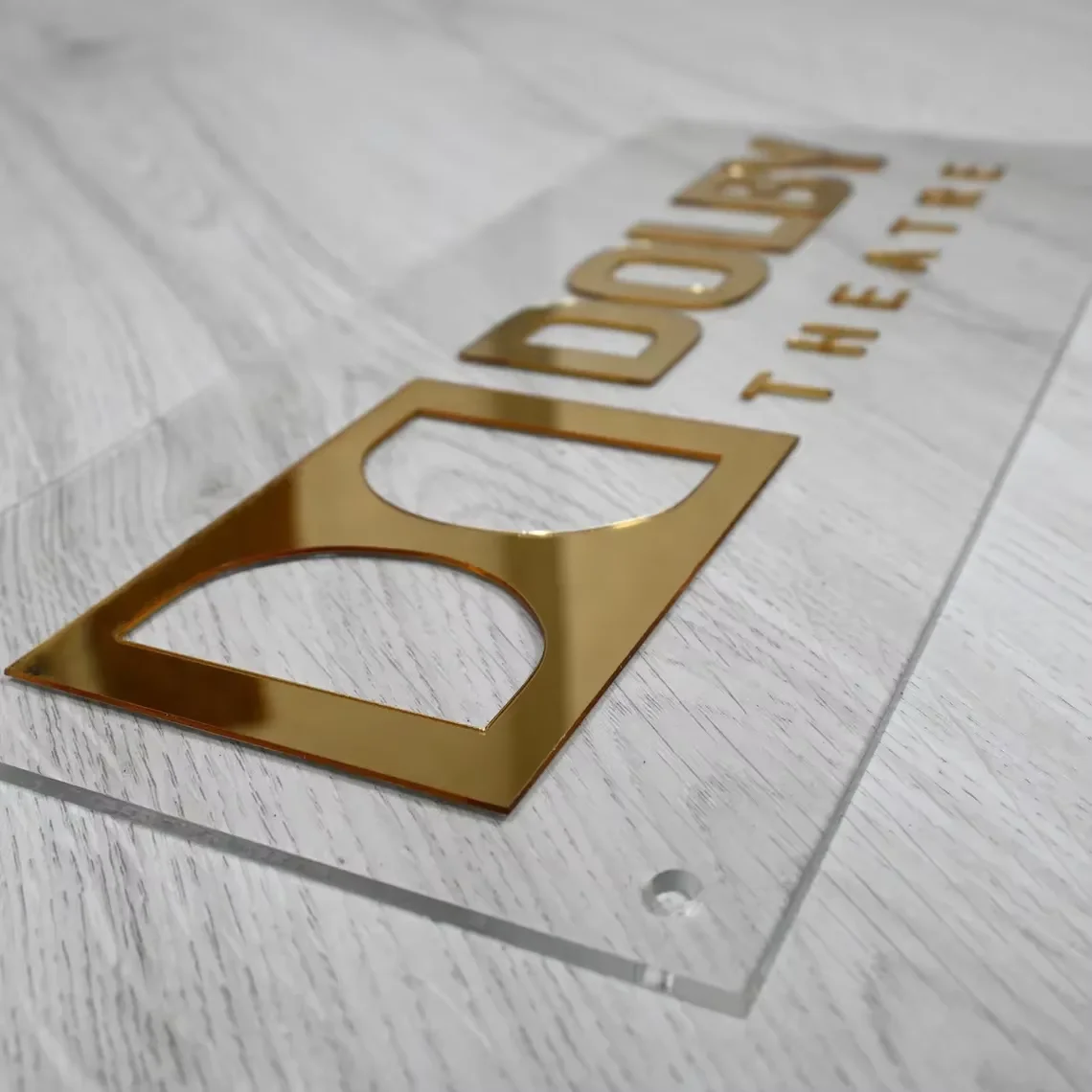 Dolby Atmos Acrylic Sign Gold Silver 3D Cinema Media Room Decor Plaque 4K Ultra HD/THX/KRIX/DTS/X Dolby Atmos For Heimkino Room
