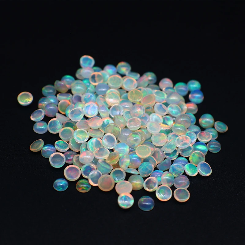 Natural Fire Opal Round Shape Cabochon Smooth Polished Surface Loose Gemstones Multiple Sizes For Jewelry Making