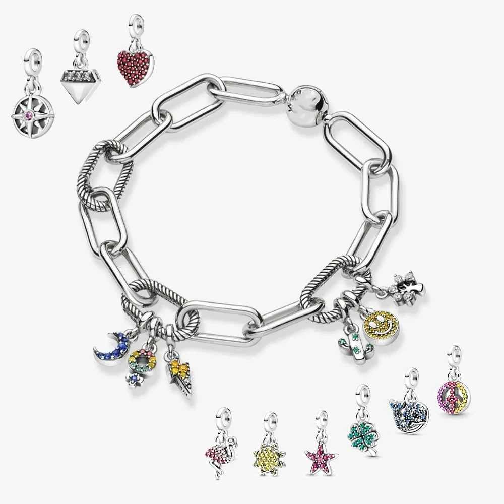 Disney Original Charming Pearl Smiling Face Flamingo ME Series Bracelet DIY Chain Women's Jewelry Gifts