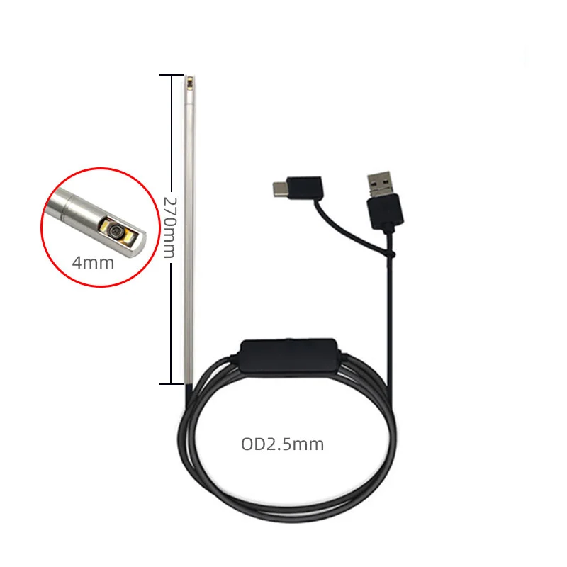 1MP 4mm Side View Endoscope Wide Angle FOV140゜ Macro USB Endoscope Camera EZ-EN40SV-RT