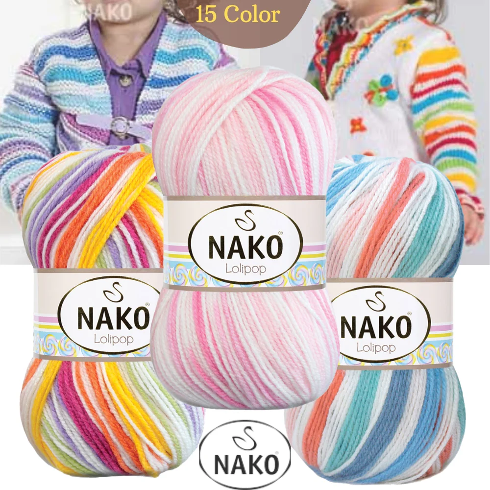 Nako Lolipop Hand Knitting Yarn, 100 Grams Of 230 Meters, 16 Color, Premium Acrylic, Yarn, Soft, Baby, Child, Sweater, Cardigan, Vest, Scarf, Beanie, Blanket, Accessory, Summer, Spring, Winter, Autumn - MADE IN TURKEY