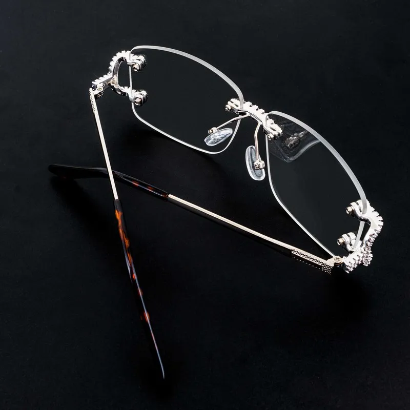 Trendy 5A Zirkon Kupfer Sonnenbrille Frauen Männer Überzogene 18 karat Gold Bling Brillen Keine Objektiv Gläser Ins 2022 schmuck – Detail 4