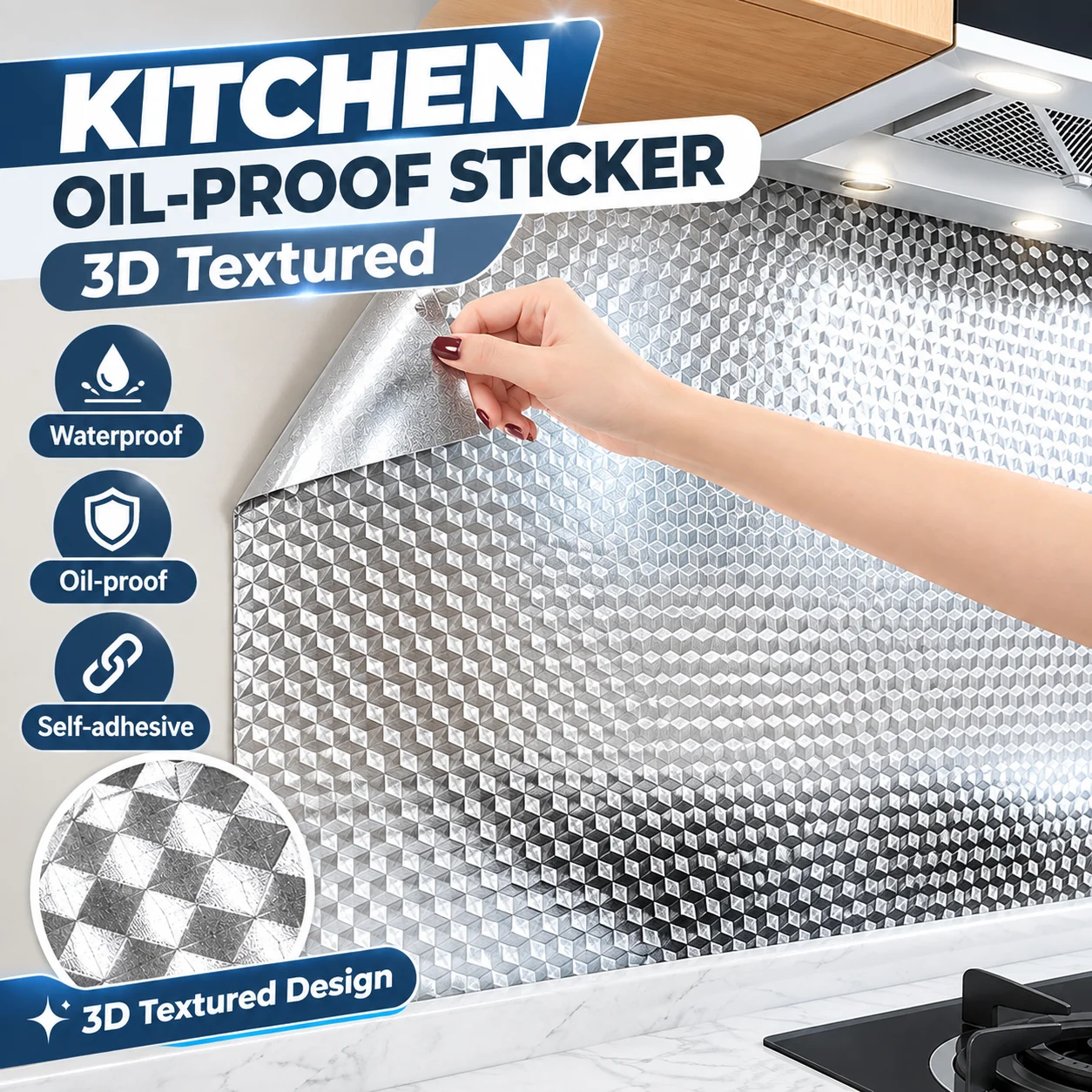 Waterproof And Oil-Resistant Kitchen Sticker Self-Adhesive Heat-Resistant Drawer And Wall Lining For Home Renovation Decoration.