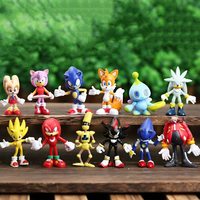 12pcs Set Mini Cute Sonic PVC Character Toy Hedgehog Shadow Tail Figure Model Dolls Children Animal Toy Birthday Gift 5-6cm