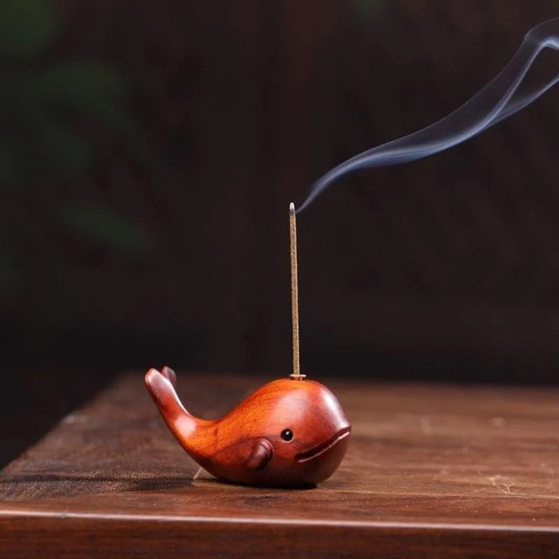 Whale Portable Wood Incense Censer Stick Holder Burner Stand Mini Sandalwood Incense Holder Teahouse Accessory Home Decor