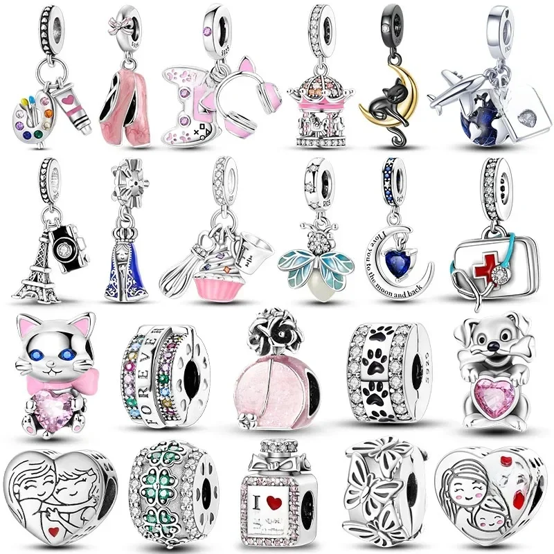 925 Sterling Silver Trinket Charms Beads Fit Original 925 Bransoletka Prezent dla mamy Kobieta Biżuteria Diy Fashion Wisiorek — 2