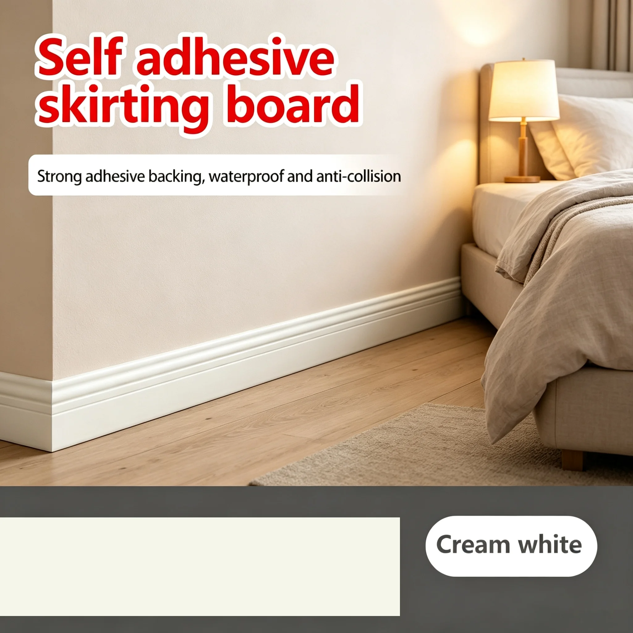 (5 Meters/196.85 Inches) Self-Adhesive Skirting Board - Durable And Easy To Install, Suitable For Walls And Tloors.