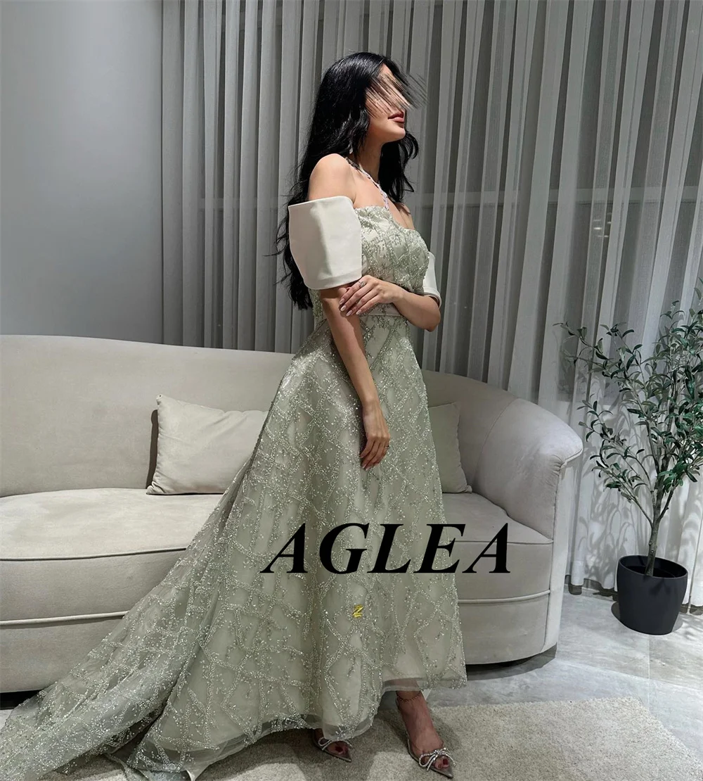 Aglea 2024 Off The Shoulder Strapless Vrouwen Lovertjes Satijnen Avondjurken Cocktail Luxe Prom Dress Trouwfeest Formele Jurken