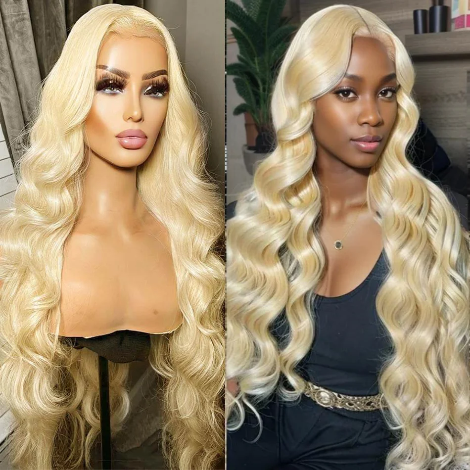 

30 40 inches Brazilian 13x4 13x6 Body Wave 613 Honey Blonde HD Transparent Lace Front Human Hair Wig full Lace Frontal Wig