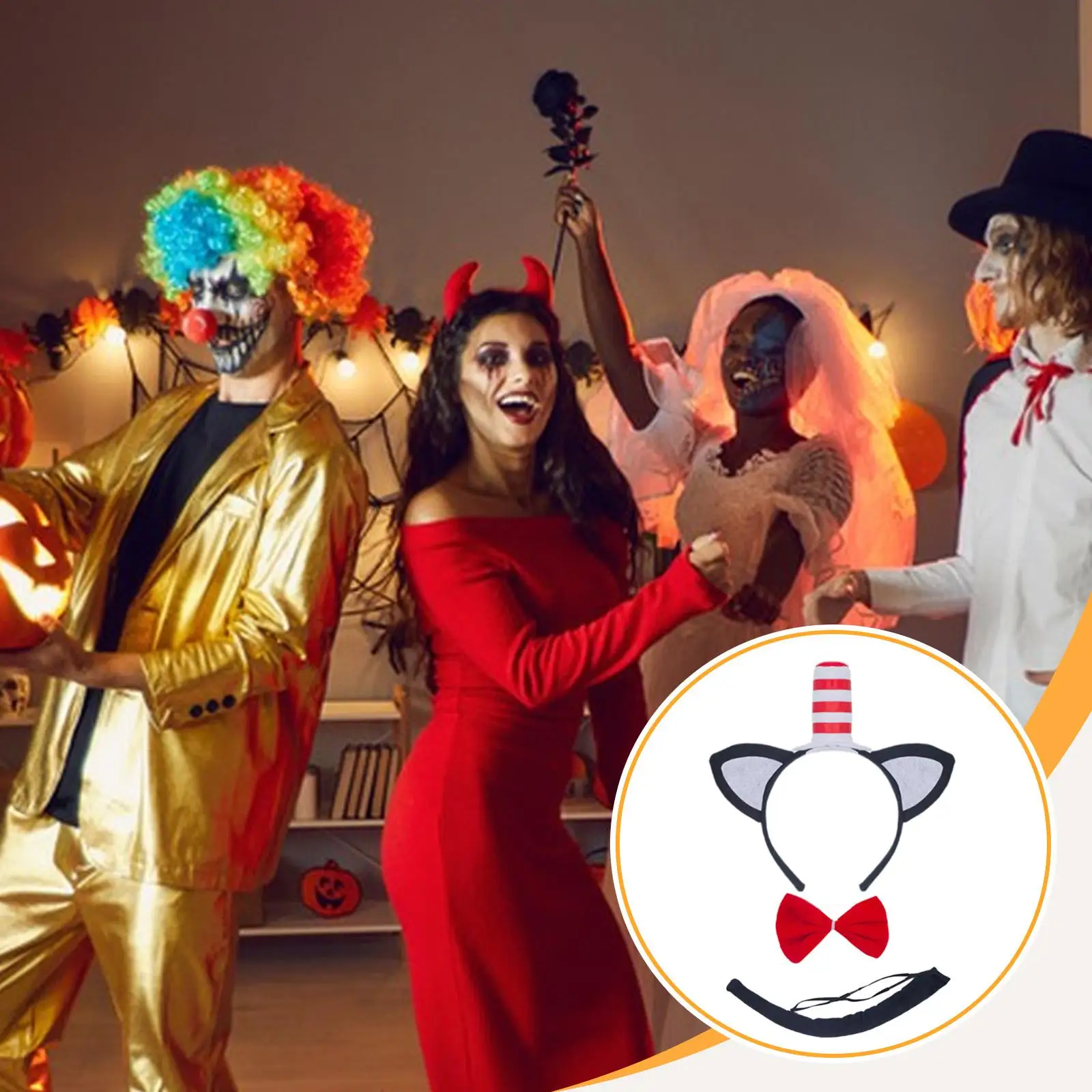 

Wolf Costume Set Cosplay Headband for Themed Parties Halloween Furry Animal Ears Headpiece with Tail for Christmas Carnival