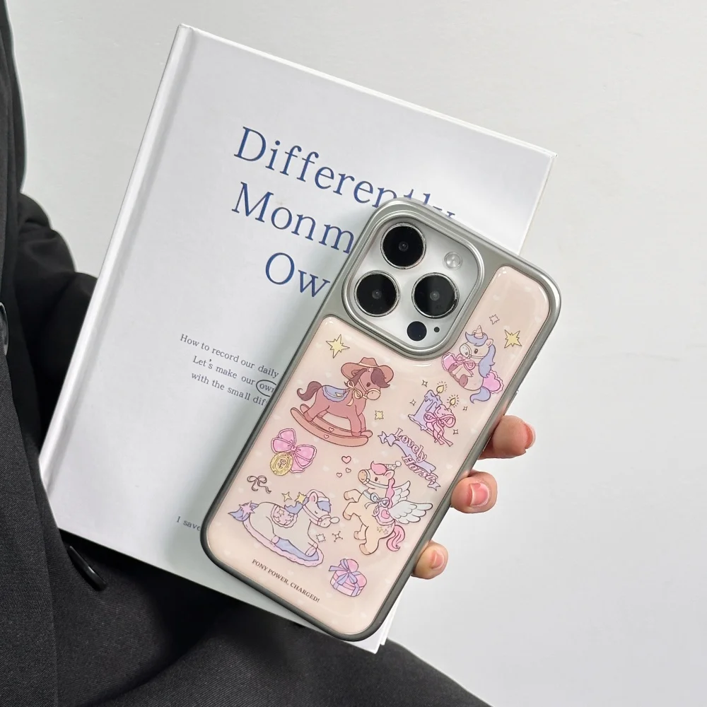 

Cute dreamy little Trojan Pegasus mobile phone case, suitable for iPhone 14/15/16/17 Pro Max, 17 Pro sweet new protective case