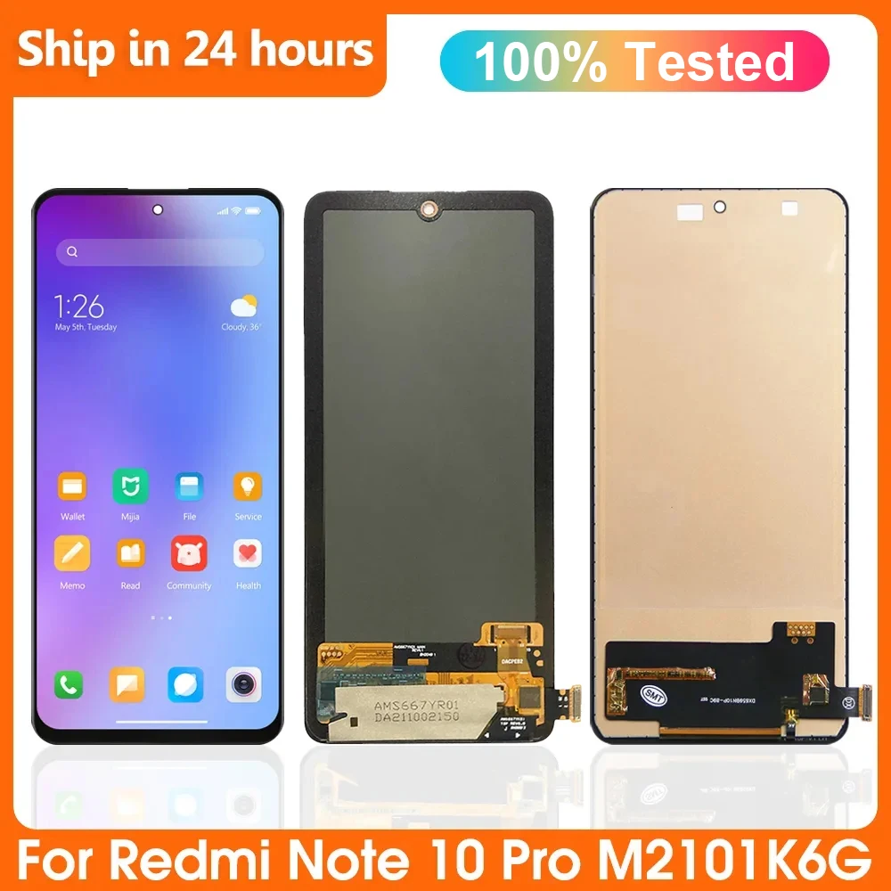 Pantalla AMOLED de 6,67 pulgadas para móvil, montaje de digitalizador de repuesto para Xiaomi Redmi Note 10 Pro, M2101K6P, M2101k6g