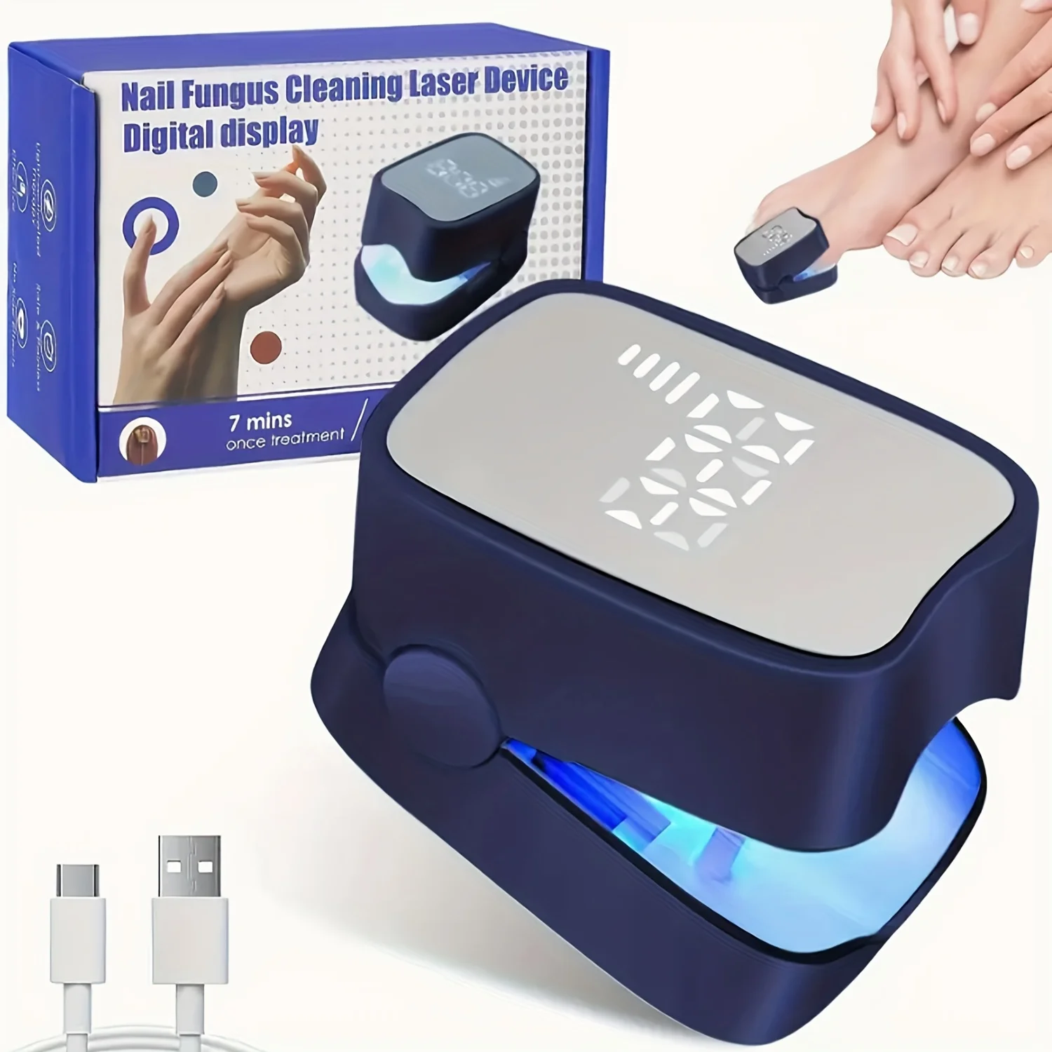 

Nail Fungus Laser Treatment Device&Timer for Cleaning Onychomycosis 400mAh 905nm Infrared Light 470nm Blue Light Nail Salon