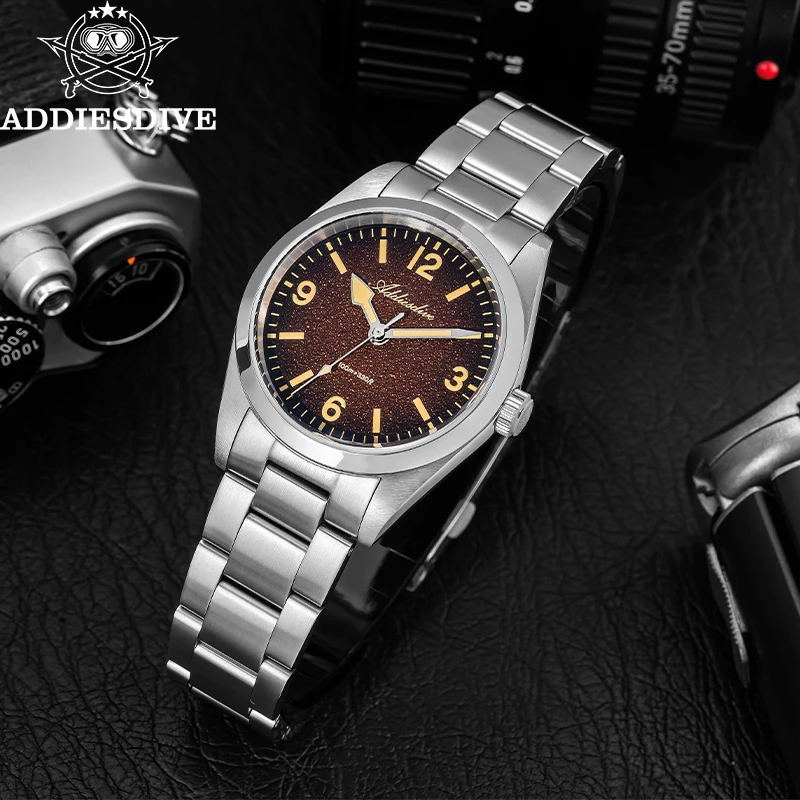 ADDIESDIVE 2026 Luxury Steel Watch for Woman Top Brand Sapphire Glass 100m Waterproof Sport Business Women Wristwatch Luminous