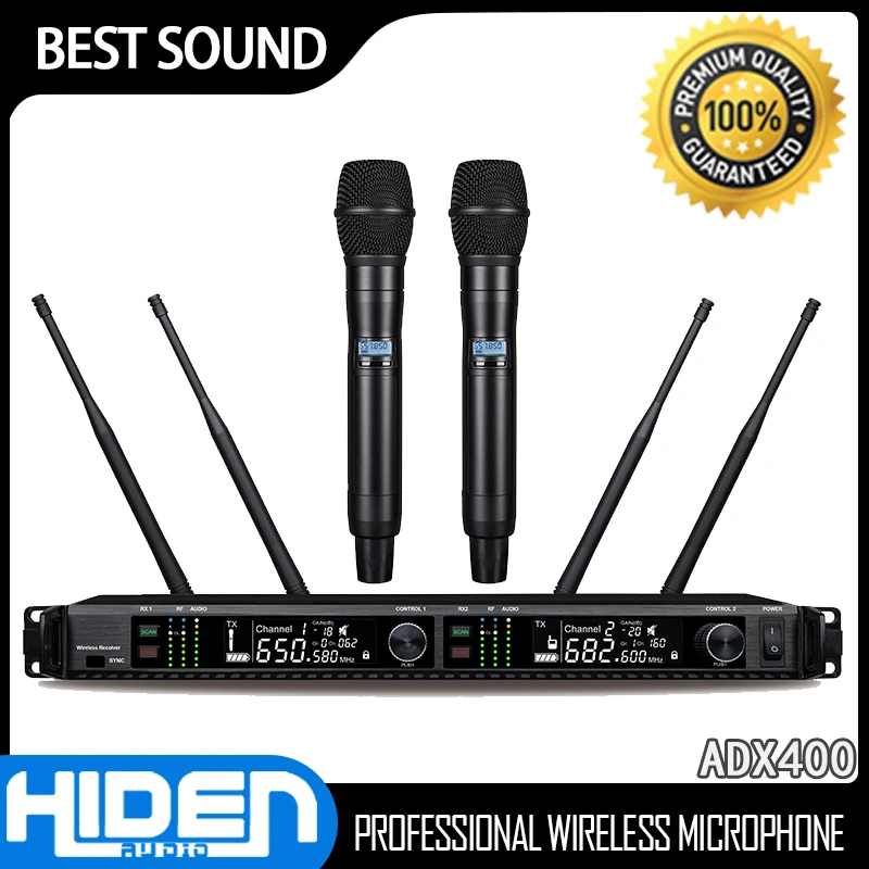 Mic ADX400 Professional Wireless Microphones System Handheld Dual Channel Gaming Karaoke Wedding Party Stage Micro Microfono